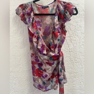 Floral Ruffle Wrap blouse